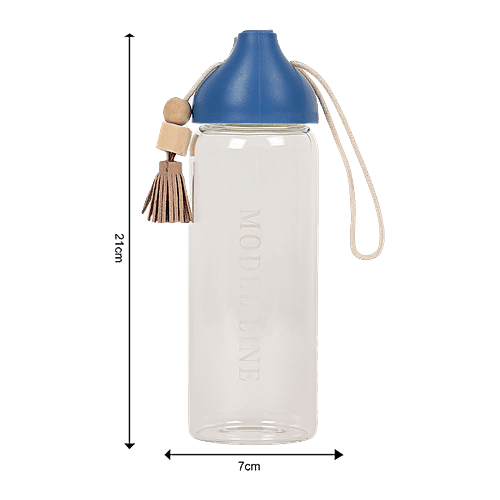 DP Glass Water Bottle With Blue Cap - BB1245BLU, 350 ml  