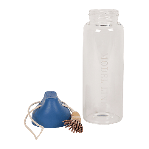 DP Glass Water Bottle With Blue Cap - BB1245BLU, 350 ml  