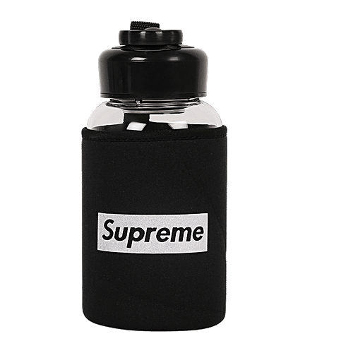 DP Sipper Glass Bottle With Cover - Black Cap, BB1249Blk, 450 ml  