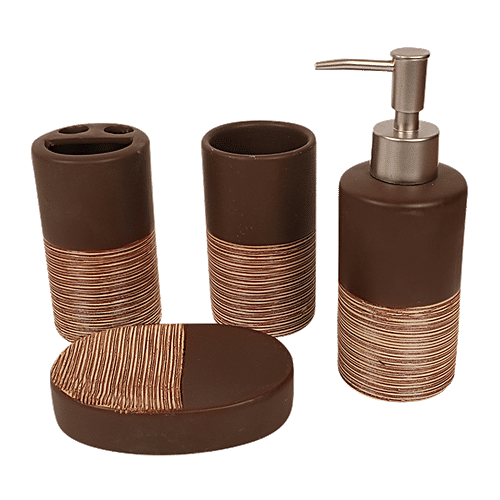 Buy DP Ceramic Bathroom Set Dark Brown, BB1267BRN Online at Best