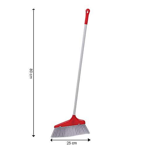 Liao Broom & Dustpan Combo - Nylon Bristles, Plastic With 2.9 Powder Coated Metal Rod, Red, C130020R, 2 pcs  Combo