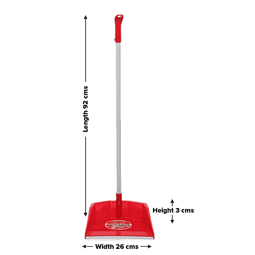 Liao Broom & Dustpan Combo - Nylon Bristles, Plastic With 2.9 Powder Coated Metal Rod, Red, C130020R, 2 pcs  Combo