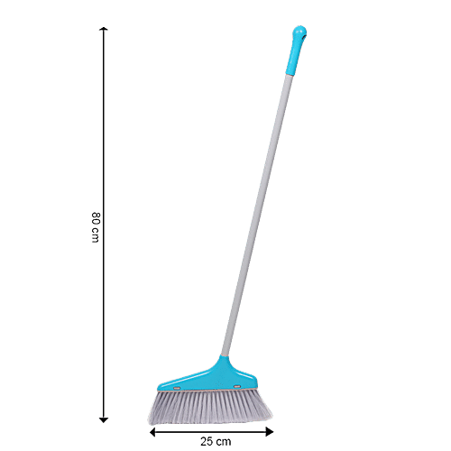 Liao Broom & Dustpan Combo - Nylon Bristles, Plastic With 2.9 Powder Coated Metal Rod, Blue, C130020R, 2 pcs  Combo