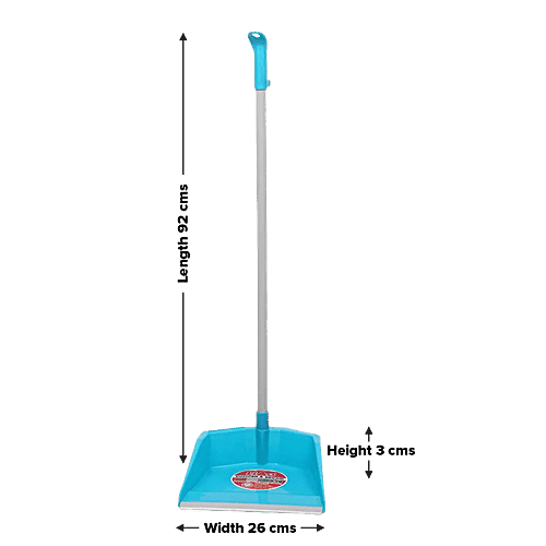 Liao Broom & Dustpan Combo - Nylon Bristles, Plastic With 2.9 Powder Coated Metal Rod, Blue, C130020R, 2 pcs  Combo