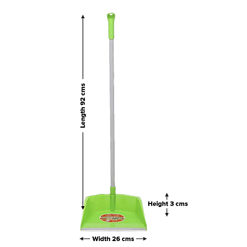 Liao Broom & Dustpan Combo - Nylon Bristles, Plastic With 2.9 Powder Coated Metal Rod, Green, C130020R, 2 pcs  Combo