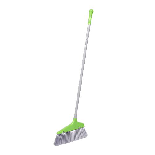 Liao Broom & Dustpan Combo - Nylon Bristles, Plastic With 2.9 Powder Coated Metal Rod, Green, C130020R, 2 pcs  Combo