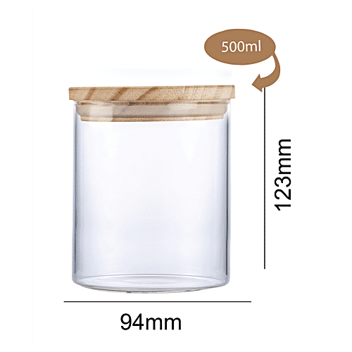 Buy Cello Glass Container/Jar with Wooden Cap Transparent