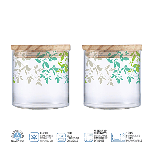 Buy Cello Borosilicate Glass Jar/ Glass Container D'ziner Woody
