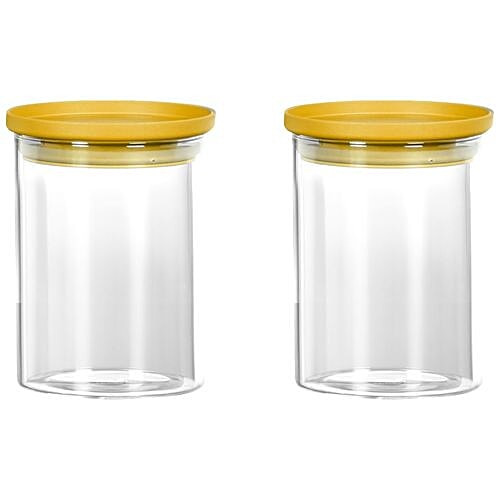 Buy Cello Stacko Storage Container/Jar Yellow Lid Transparent
