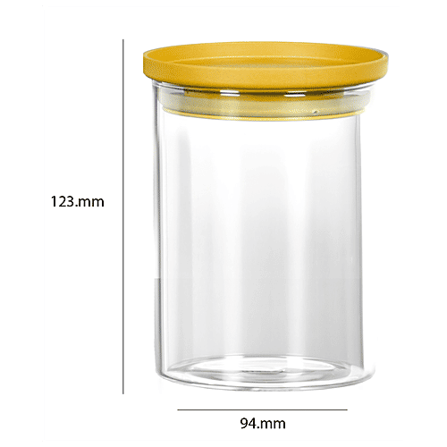 Buy Cello Borosilicate Glass Jar/ Glass Container Stacko, With Yellow