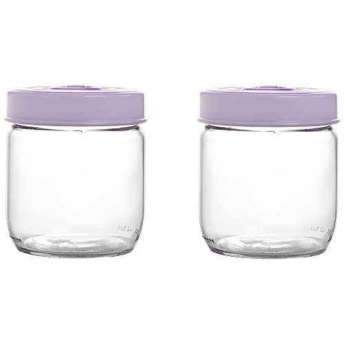 Buy Cello Tango Storage Jar with Purple Lid Transparent, Glass, Plain