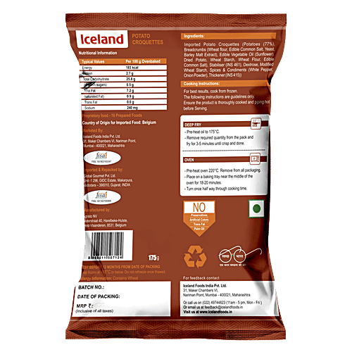 Iceland Potato Croquettes, 175 g  No Preservatives & No Trans Fat