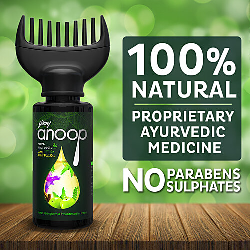 Godrej Anoop 100% Ayurvedic Anti Hair Fall Oil - Blacken & Strengthen Hair, 100% Natural, No Parabens & No Sulphates, 100 g No Parabens & No Sulphates