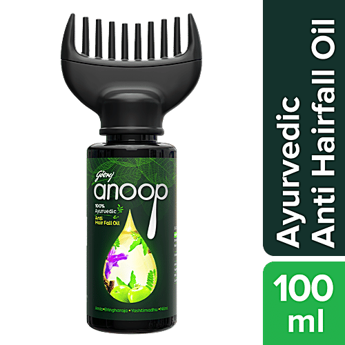Godrej Anoop 100% Ayurvedic Anti Hair Fall Oil - Blacken & Strengthen Hair, 100% Natural, No Parabens & No Sulphates, 100 g No Parabens & No Sulphates