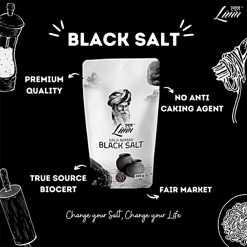 Lunn Black Salt - Fine Grain, 200 g Pouch Premium Quality
 No Anti Caking Agent
 Vegan