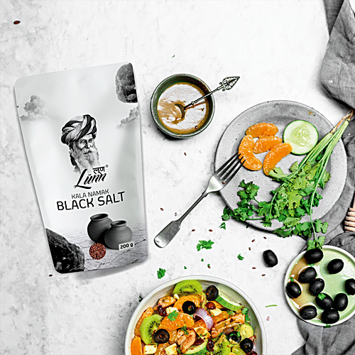 Lunn Black Salt - Fine Grain, 200 g Pouch Premium Quality
 No Anti Caking Agent
 Vegan