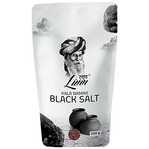 Lunn Black Salt - Fine Grain, 200 g Pouch Premium Quality
 No Anti Caking Agent
 Vegan