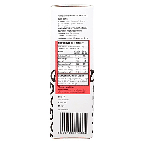 Serapheena Jowar & Sweet Potato Flour Cake Mix - Espresso Coffee, Gluten-Free, No Preservatives, 205 g Gluten-Free, No Preservatives, No Maida