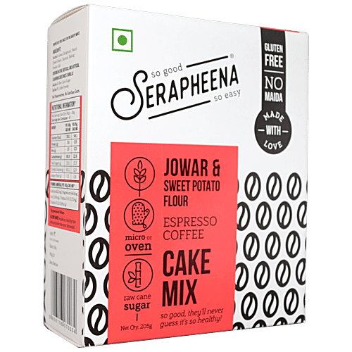 Serapheena Jowar & Sweet Potato Flour Cake Mix - Espresso Coffee, Gluten-Free, No Preservatives, 205 g Gluten-Free, No Preservatives, No Maida