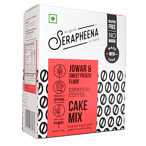 Serapheena Jowar & Sweet Potato Flour Cake Mix - Espresso Coffee, Gluten-Free, No Preservatives, 205 g Gluten-Free, No Preservatives, No Maida