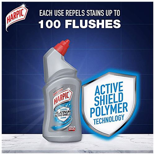 Harpic Platinum Active-Shield Disinfectant Toilet Cleaner Liquid - Marine, 500 ml  
