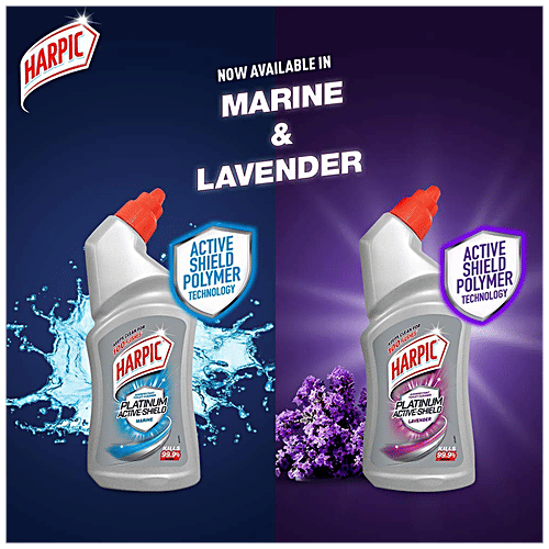 Harpic Platinum Active-Shield Disinfectant Toilet Cleaner Liquid - Marine, 500 ml  