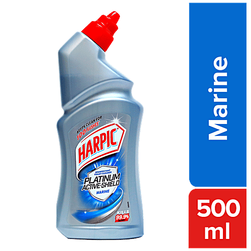 Harpic Platinum Active-Shield Disinfectant Toilet Cleaner Liquid - Marine, 500 ml  