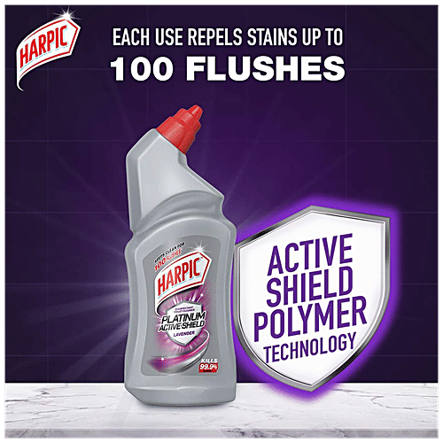 Harpic Platinum Active-Shield Disinfectant Toilet Cleaner Liquid - Lavender, 500 ml  