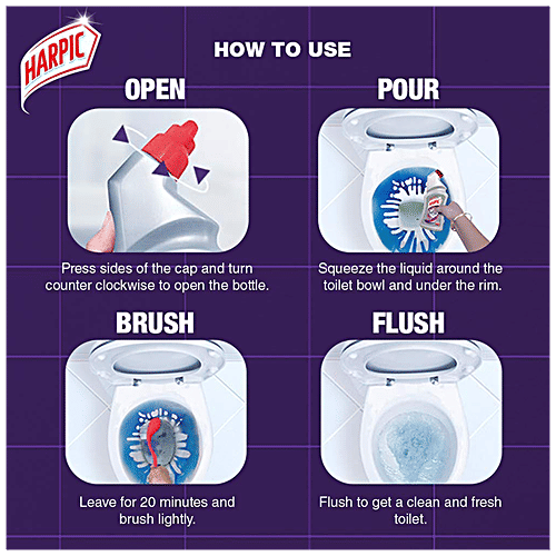 Harpic Platinum Active-Shield Disinfectant Toilet Cleaner Liquid - Lavender, 500 ml  