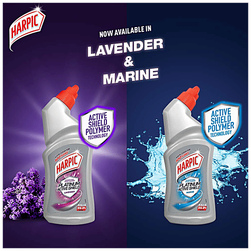 Harpic Platinum Active-Shield Disinfectant Toilet Cleaner Liquid - Lavender, 500 ml  