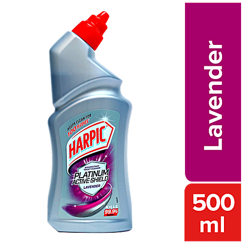 Harpic Platinum Active-Shield Disinfectant Toilet Cleaner Liquid - Lavender, 500 ml  