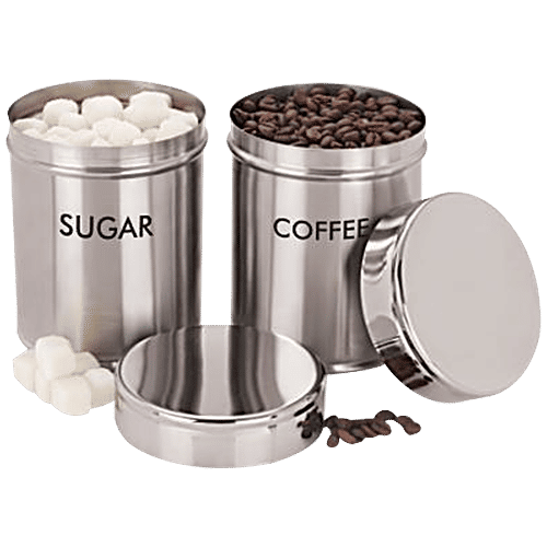 Swastik Steel Stainless Steel Tea/Sugar Storage Canister, 750 ml (Set of 2) 