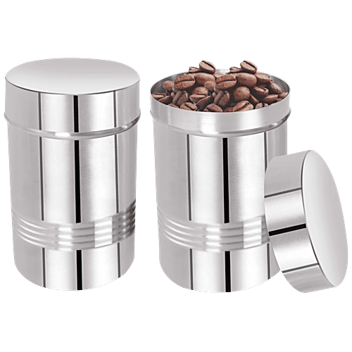 Swastik Steel Stainless Steel Tea/Sugar Storage Canister - Unique, 540 ml (Set of 2) 