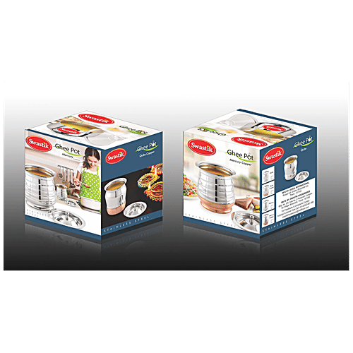 Swastik Steel Stainless Steel Ghee Pot - Mercury, 200 ml