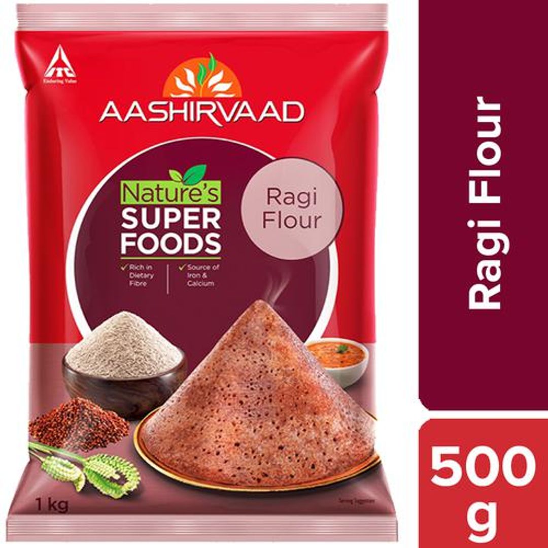 Aashirvaad Nature's Super Foods - Ragi Flour/Ragi Hittu, 500 g Pouch