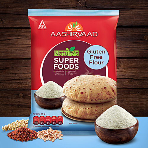 Aashirvaad Nature's Super Foods Gluten Free Flour For Chapati, 500 g Pouch Gluten Free,