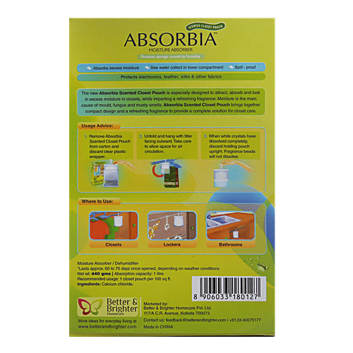 Absorbia  Moisture Absorber - Mountain Fresh Fragrance, 400 g Hanging Pouch 