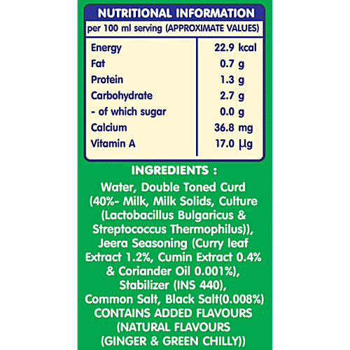 Dutchie Buttermilk - Masala, Low Fat, 180 ml  