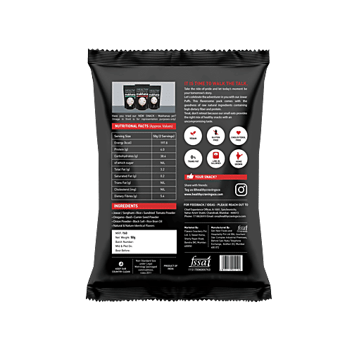 The Healthy Cravings Co. Roasted Jowar Puffs - Herbs & Sundried Tomatoes, 50 g Pouch Natural, High Dietary Fibre