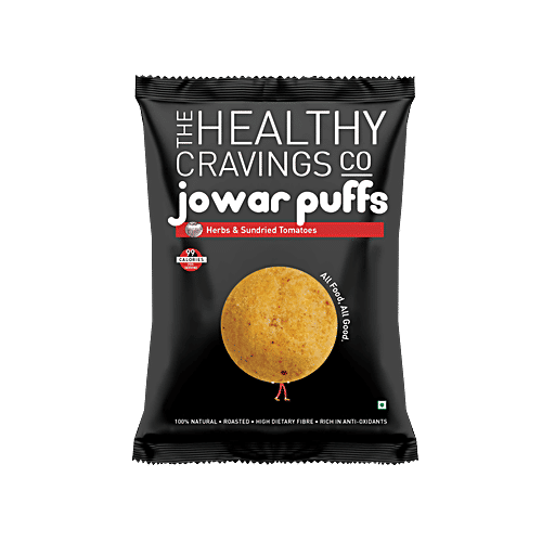 The Healthy Cravings Co. Roasted Jowar Puffs - Herbs & Sundried Tomatoes, 50 g Pouch Natural, High Dietary Fibre