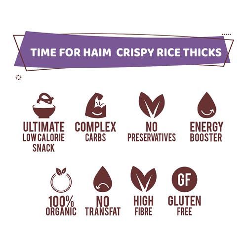 Haim Crispy Rice Thicks - Wholegrain Brown Rice Cake With Quinoa & Chia Seeds, 110 g Round Pouch 100% Organic, No Cholesterol, Gluten Free