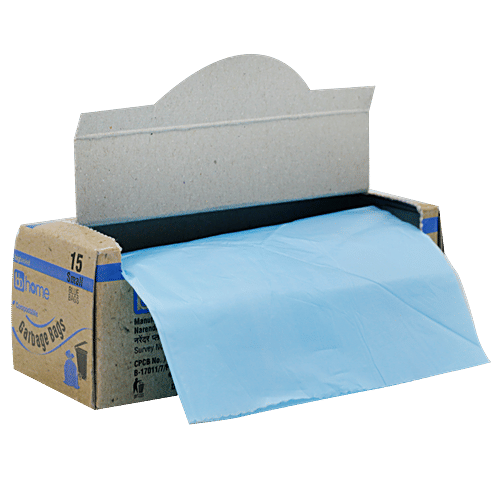 bb home Garbage Bags - Small, Blue, 43x48 cm, 15 pcs (Compostable) Super Strong, Perforated for Easy Tear