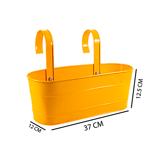 Klassic Rover Oval Shape Railing Planter - Yellow, Large, 1 pc High Quality