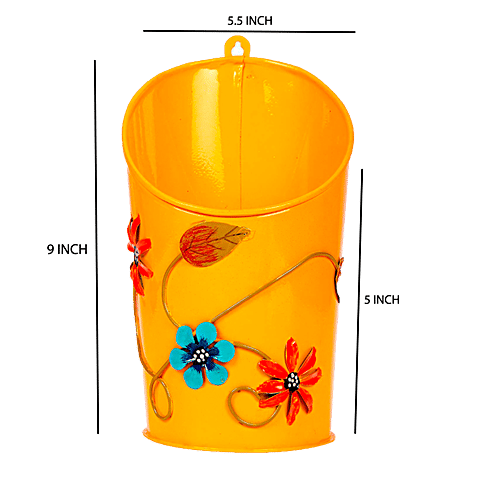 Klassic Blossom Pot Metal Planter - Yellow, Medium, 1 pc  High Quality