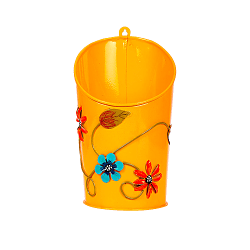 Klassic Blossom Pot Metal Planter - Yellow, Medium, 1 pc  High Quality