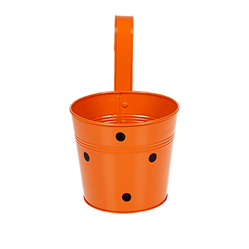 Klassic Polka Stripe Railing Metal Pot Planter - Orange, Medium, 1 pc  High Quality