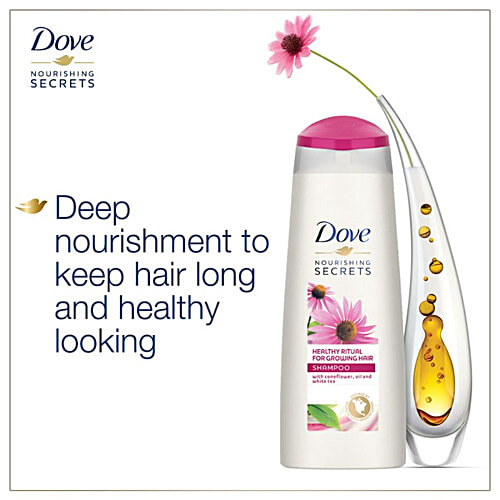 Dove Nourishing Secrets Healthy Ritual For Growing Hair Shampoo - Coneflower, Oil & White Tea, 180 ml