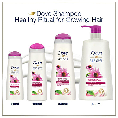 Dove Nourishing Secrets Healthy Ritual For Growing Hair Shampoo - Coneflower, Oil & White Tea, 180 ml