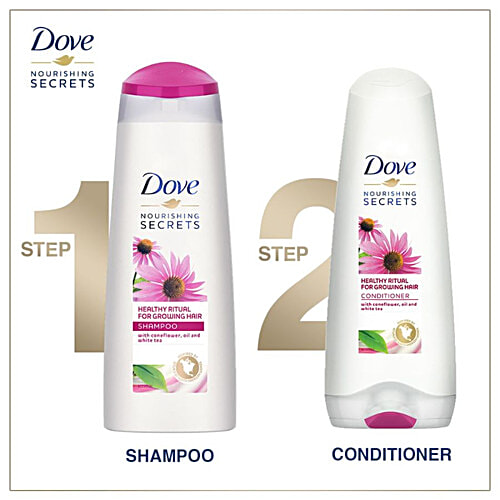 Dove Nourishing Secrets Healthy Ritual For Growing Hair Shampoo - Coneflower, Oil & White Tea, 180 ml