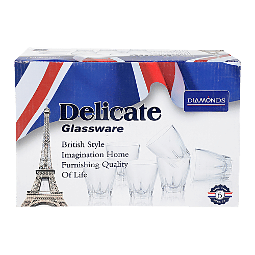 DP Water/Juice Glass Tumblers - BB 466, 300 ml (Set of 6) Durable & Lightweight